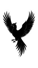 Fototapeta premium Silhouette of a bird with outstretched wings against a white background