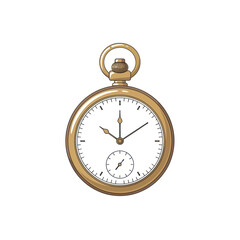 Vintage pocket watch with a white face and gold casing. © A B I G A I L