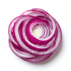 Fototapeta premium Red onion ring slice spiral on white