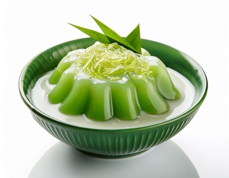 delicious cendol dessert creamy coconut milk jelly sweet toppings isolated on white background