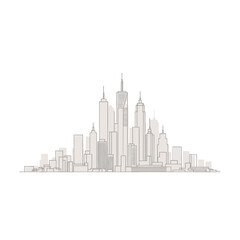 Obraz premium Minimalist outline drawing of a modern cityscape.