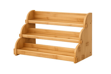 Bamboo 3-tier spice rack organizer for kitchen storage