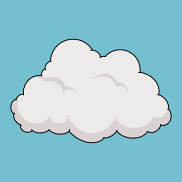3D Style Fluffy Cloud Floating Horizontally on Light Blue Sky Background