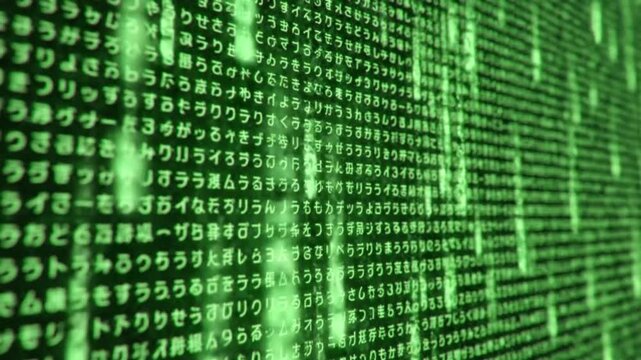 digital data stream matrix effect background video