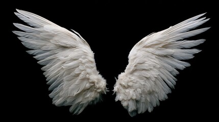 Fototapeta premium Graceful Angel Wings on a Matte Black Surface with High-Contrast Lighting