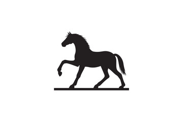 Fototapeta premium Black silhouette of majestic horse rearing up on white background, strong powerful animal representing freedom and speed, elegant artistic profile