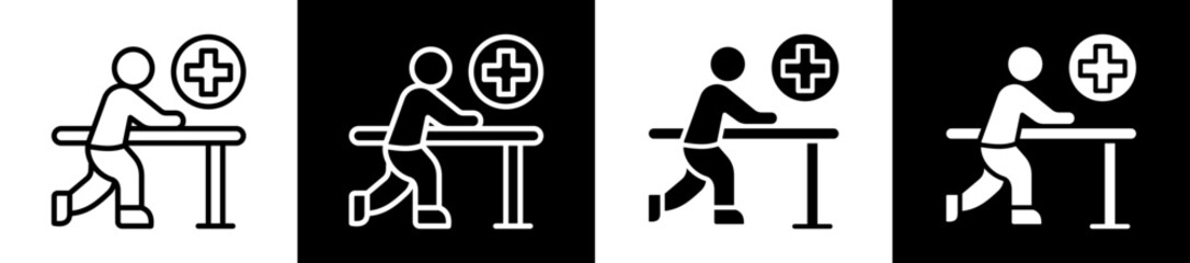 Physical Therapy Icon Set In Black And White Filled Style Collection
