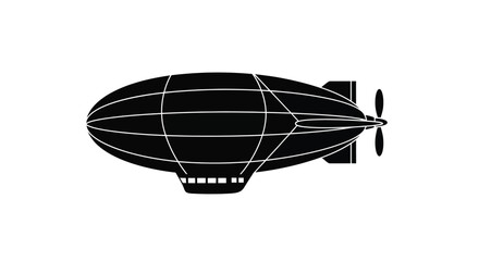 A stark black silhouette of a classic airship featuring a propeller © MdAbdul