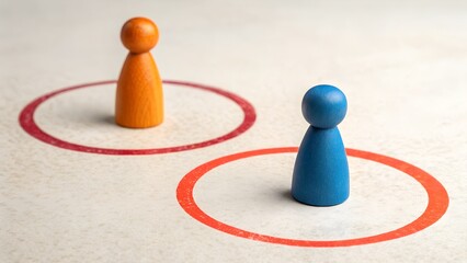 In or Out &ndash; Visual Metaphor for Boundaries and Social Dynamics, Abstract, Lifestyle, Creativity, Red Circle, Orange and Blue Pieces