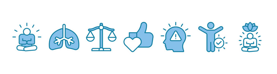 Mindfulness banner web icon vector illustration concept of spirituality, awareness, balance, and relaxation with an icon of meditation, breathe, stress reduction, body, and soul.