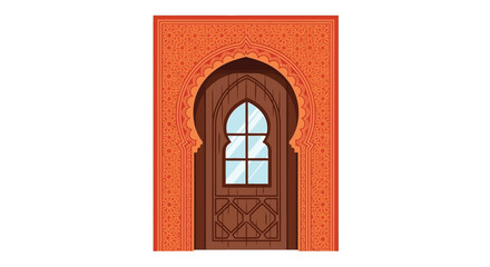 Obraz premium An ornate arched doorway with a patterned orange background