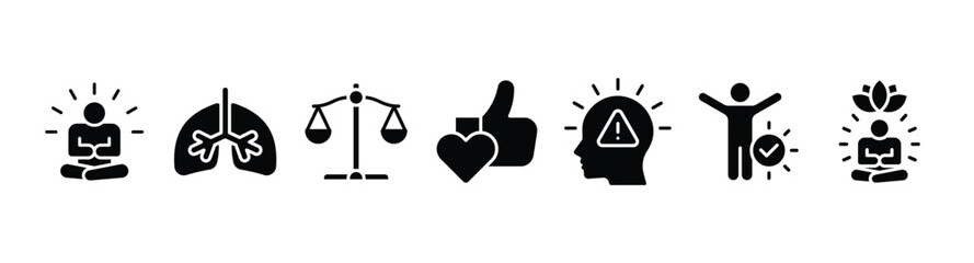 Mindfulness banner web icon vector illustration concept of spirituality, awareness, balance, and relaxation with an icon of meditation, breathe, stress reduction, body, and soul.