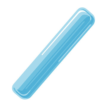 A simple, clean, and vibrant illustration of a light blue, translucent, rounded rectangular object, possibly a candy or a pool noodle, against a white background