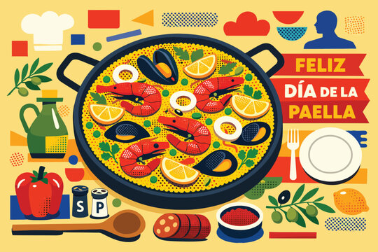 Spanish Paella Day Traditional Food Celebration Design