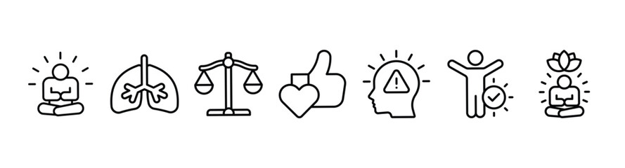 Mindfulness banner web icon vector illustration concept of spirituality, awareness, balance, and relaxation with an icon of meditation, breathe, stress reduction, body, and soul.