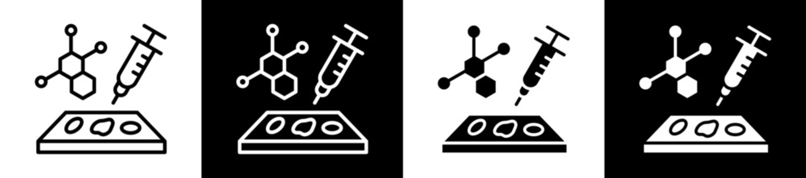 Cell Icon Set In Black And White Filled Style Collection