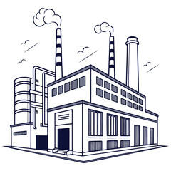Obraz premium Modern Industrial Factory Building Vector Illustration