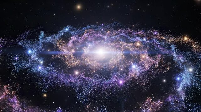 Stunning Galaxy Spiral in Deep Space with Bright Stars and Nebulae.