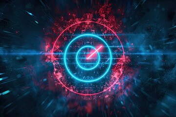 Obraz premium Abstract digital graphic with neon circular design and vibrant colors