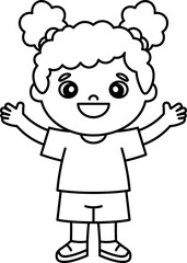 Obraz premium Happy Girl With Pigtails Illustration