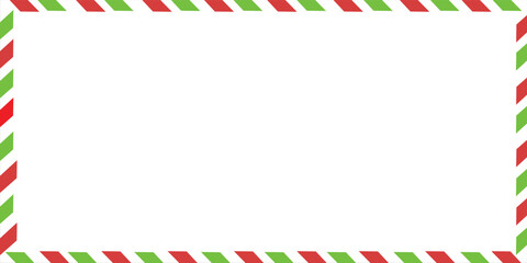 Blank airmail envelope frame, border with green and red striped line in christmas theme with 6x4 scale ratio for decoration, cutout, isolated. © EDWARD