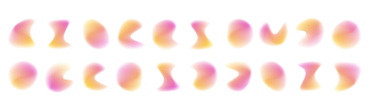 Soft watercolor blur meshes overlay circular gradient backgrounds. Grainy neon textures enhance depth and motion. Abstract colorful art PNG.