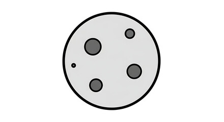 Obraz premium A simple graphic illustration of a moon with craters viewed from a straight-on perspective
