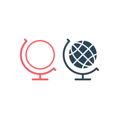 Globe icons set, isolated. Flat design.