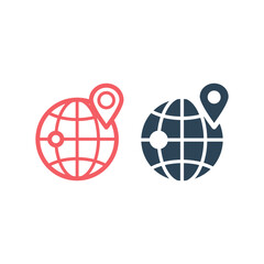 Globe icons set, isolated. Flat design.