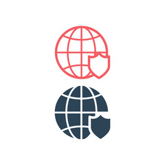 Globe icons set, isolated. Flat design.