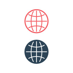 Globe icons set, isolated. Flat design.