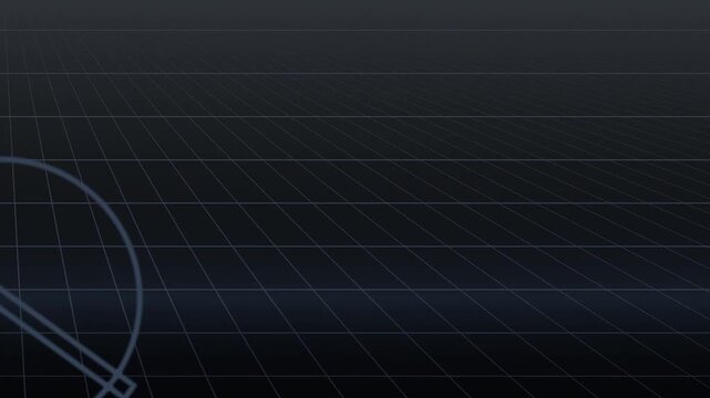 Displaying a minimalist abstract grid scene with a futuristic circular symbol