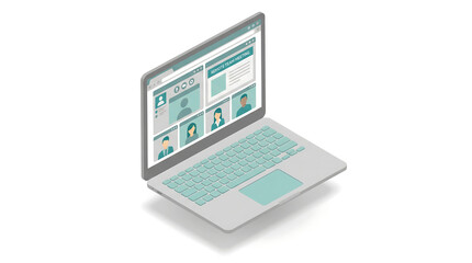 Modern laptop displaying various digital interface elements on its screen