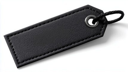 Sophisticated leather branding label with stitched edges and matte surface for product display