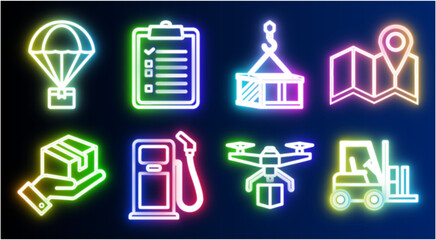 Neon Delivery Icons Set