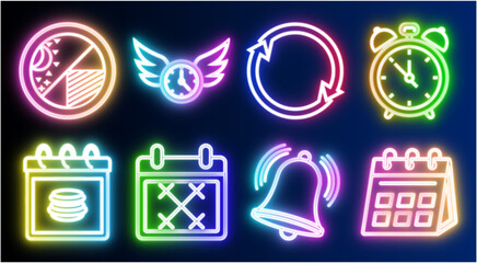 Bright Neon Icons Set