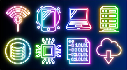 Glowing Digital Technology Symbols