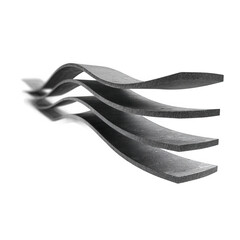 Progressive leaf spring with varying plate thickness and staggered ends [Transparent Background PNG].