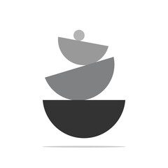 Balance icon with stones. Flat pebble logo. Harmony and wellness poster. Geometric pyramid, stack of stones composition. Vector illustration .EPS 10 .