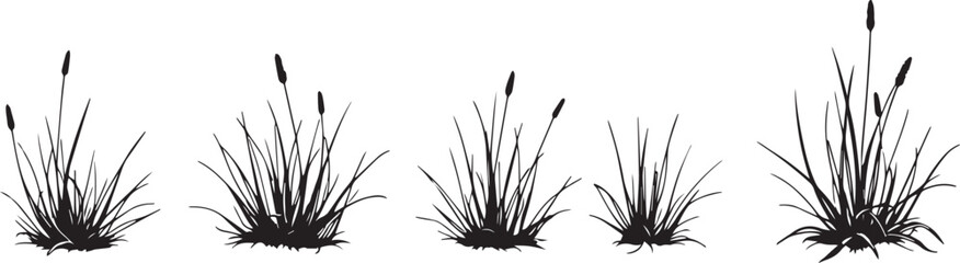 Set of minimalistic flat design plants silhouettes. Hand drawn vector illustration