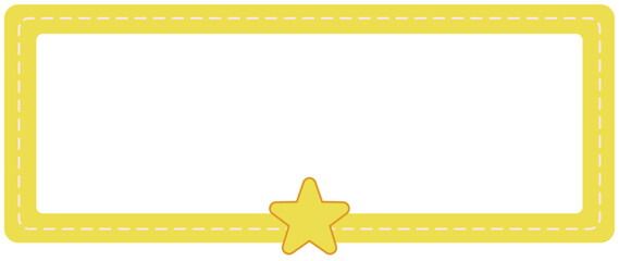 Yellow Stitched Label Frame With Star and Transparent Center