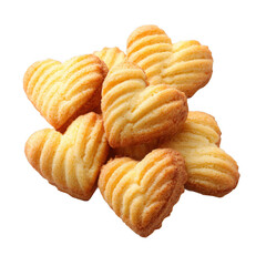 Puff cookies in heart shape isolated [Transparent Background PNG].