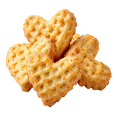 Puff cookies in heart shape isolated [Transparent Background PNG].