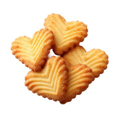 Puff cookies in heart shape isolated [Transparent Background PNG].