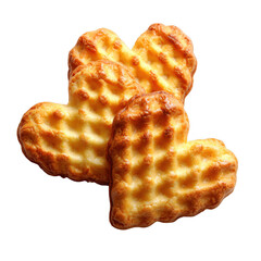 Puff cookies in heart shape isolated [Transparent Background PNG].