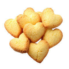 Puff cookies in heart shape isolated [Transparent Background PNG].
