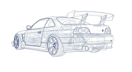 Sports Car Blueprint Design.
