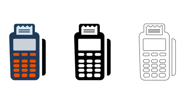 This image features three POS terminal icons in different colors and styles, representing point-of-sale card processing.