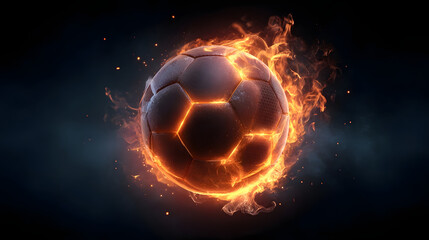 Soccer Ball on Fire with Flames Sports Background