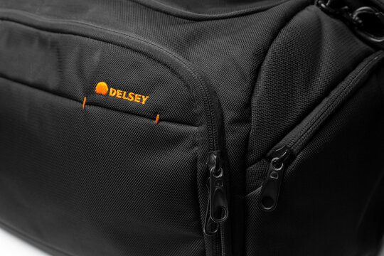 Dnipro, Ukraine 02.02.26: A Delsey ODC 25B shoulder bag designed for carrying cameras and accessories, featuring the brand's logo and durable protective material.